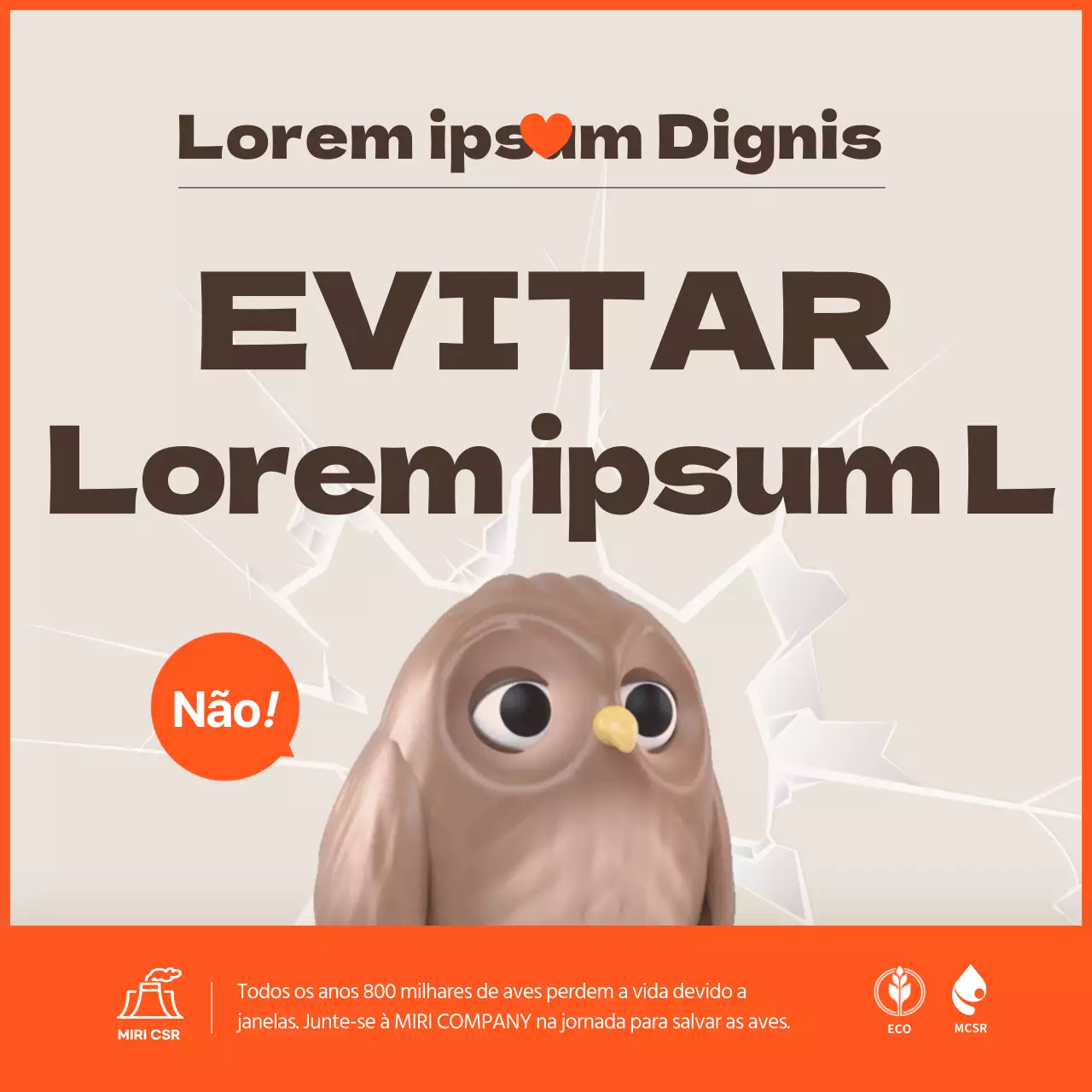 Uma campanha limpa contra a colisão de aves com toques de laranja