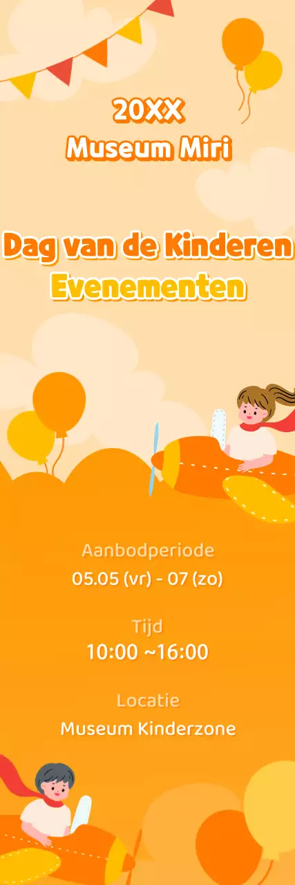 Fel oranje evenementbanner voor kinderdag