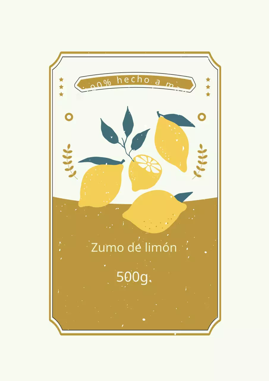 Póster vintage con diseño de etiqueta de mermelada de limón en amarillo