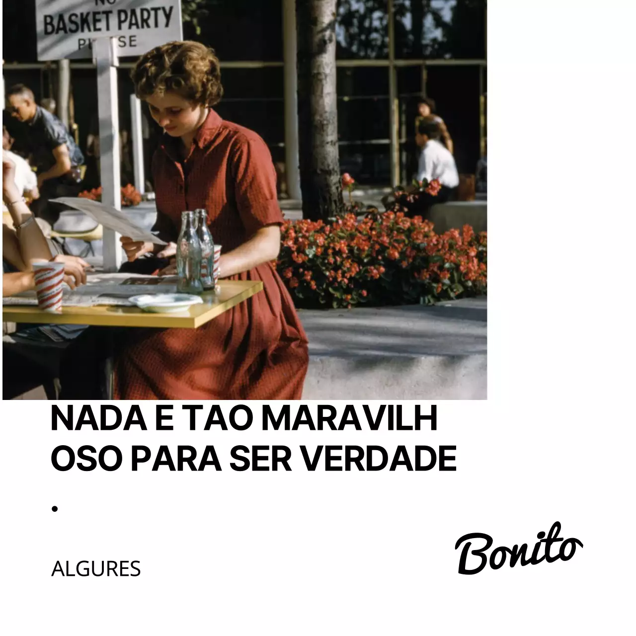 Mercadoria simples com texto a preto e fotografias vintage