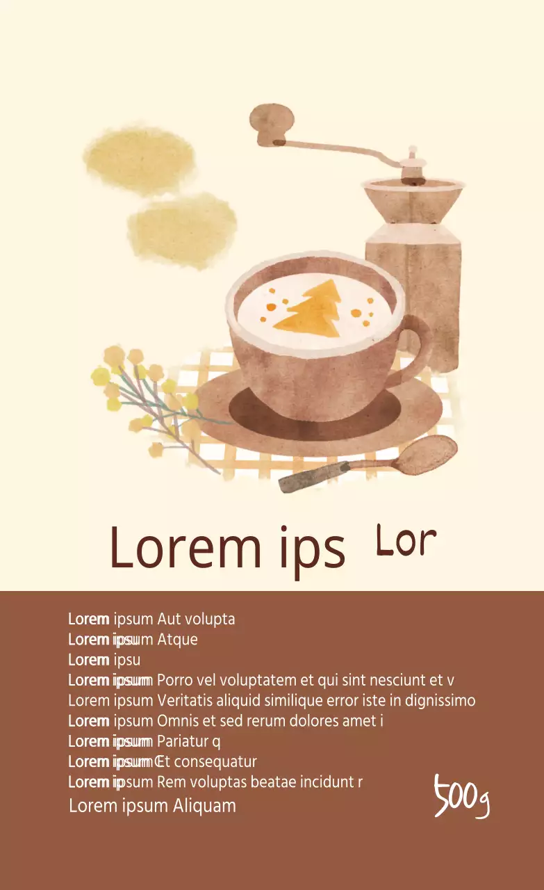 Illustrazione marrone avorio polvere di caffè moka