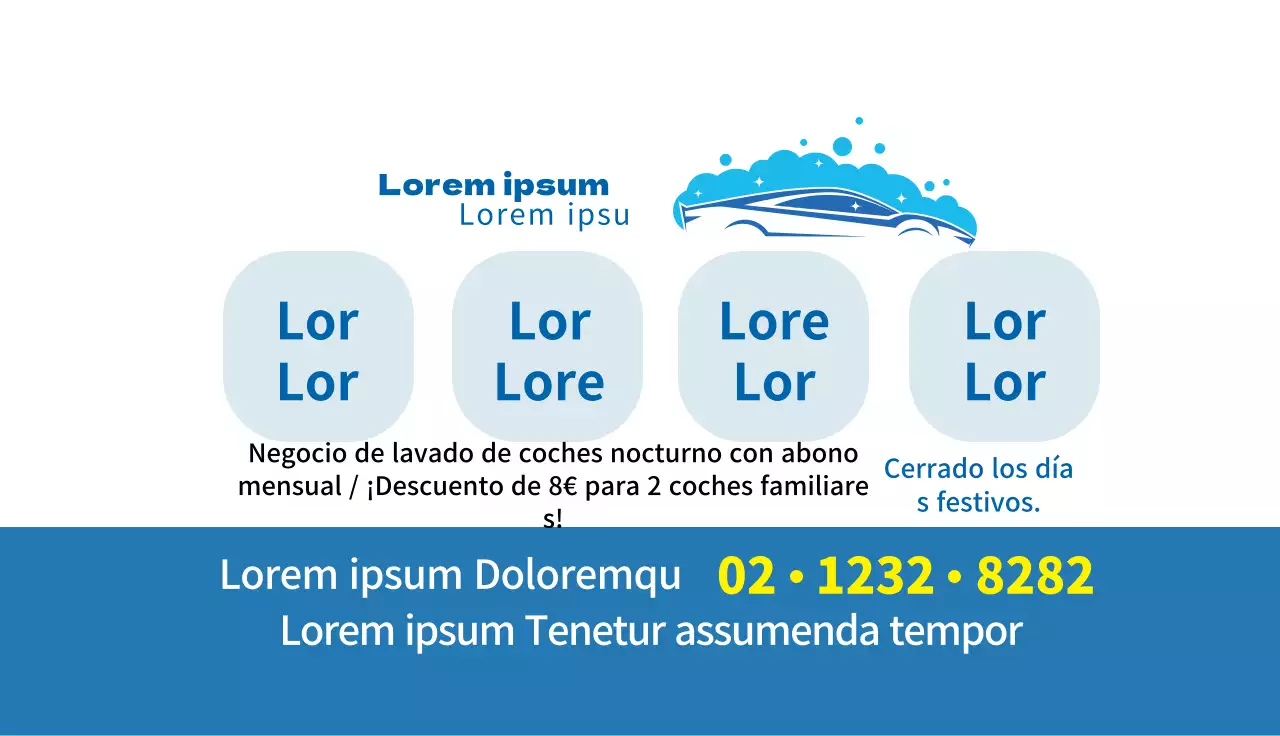 Ilustración azul Promoción de un lavado limpio en un centro de automoción