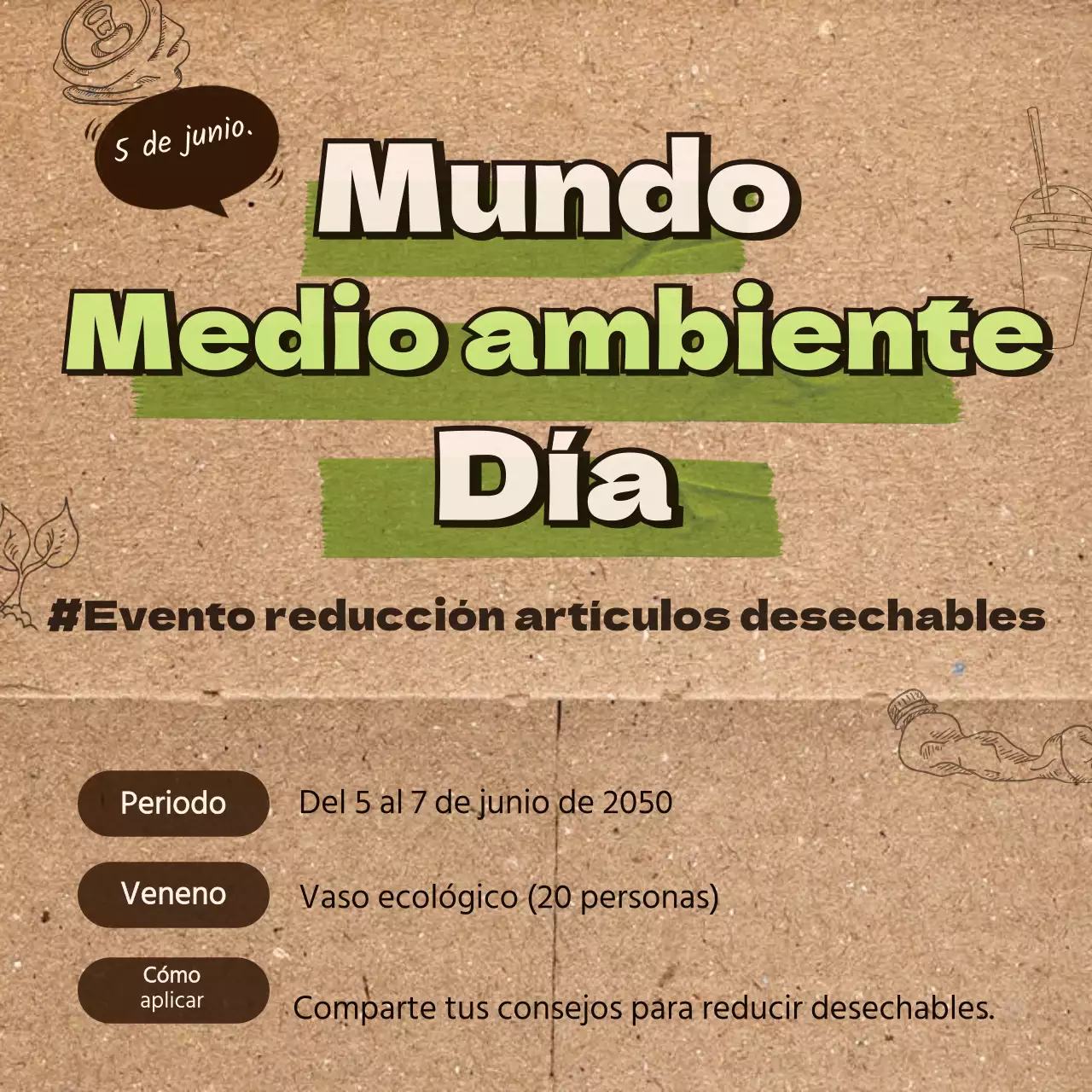 Evento del Día del Medio Ambiente con el concepto de textura de papel verde y marrón