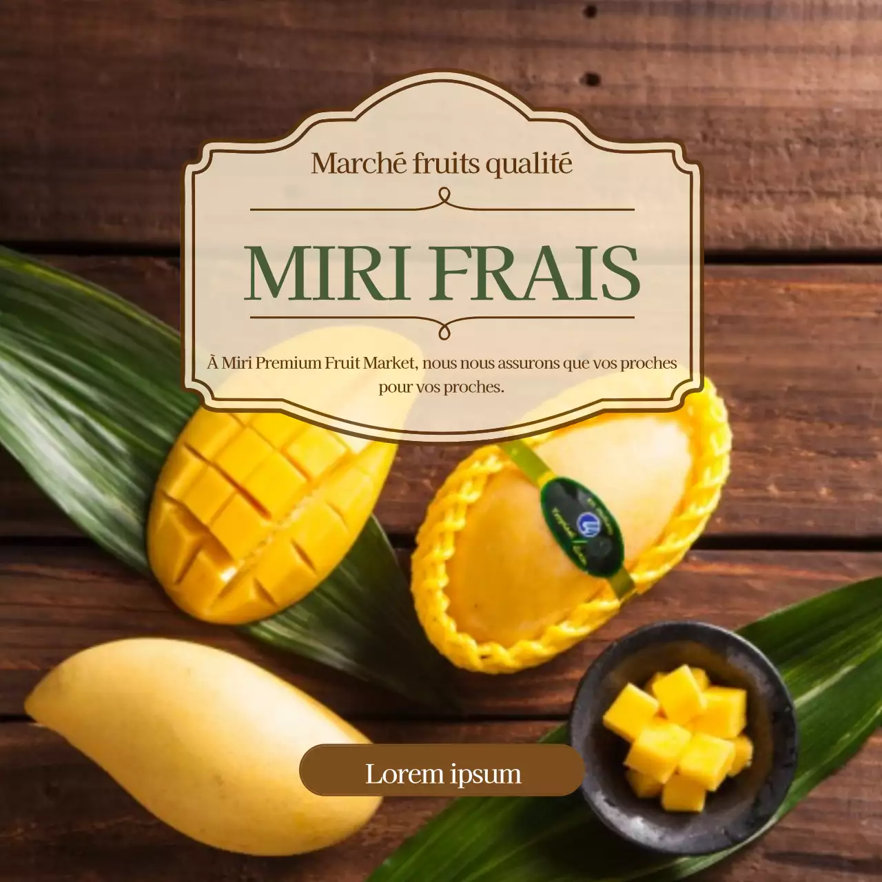 Marché aux fruits de première qualité aux accents bruns et photogéniques