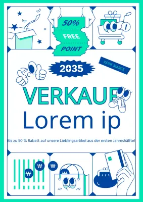 Einfache Linie Illustration Konzept mit Minze und marineblau Gitter Zusammensetzung für Ende des Halbjahres Förderung