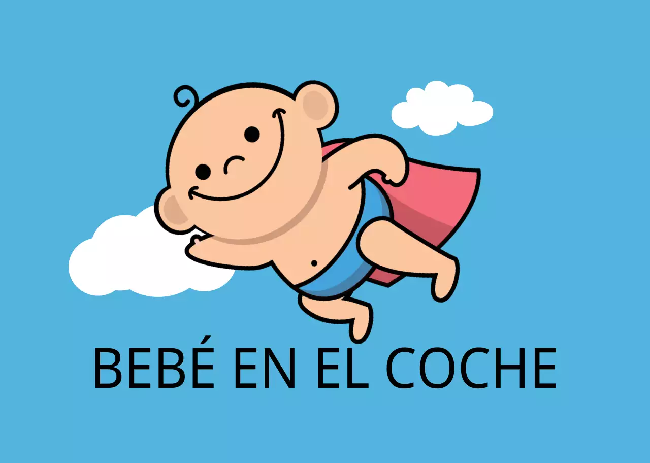 Cielo azul bebé ilustración con niño a caballo