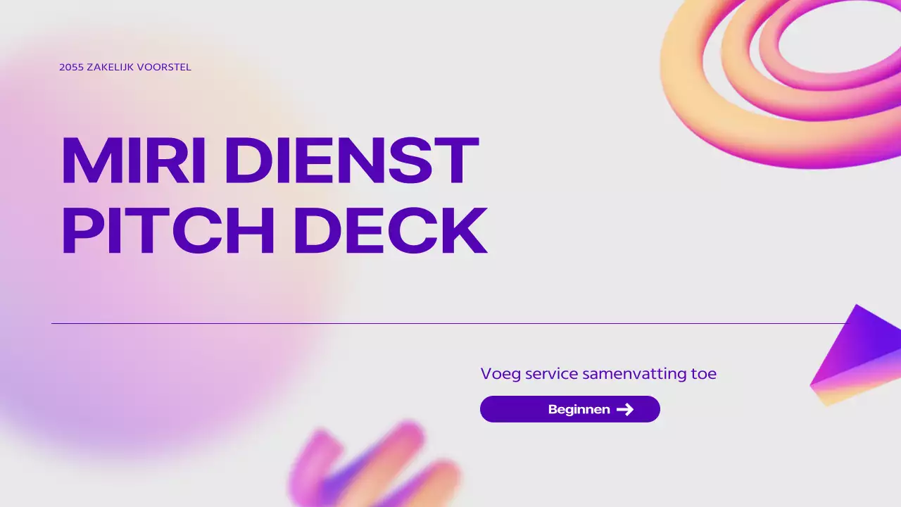 Pitch deck van paarse 3D vormverloopafbeeldingen