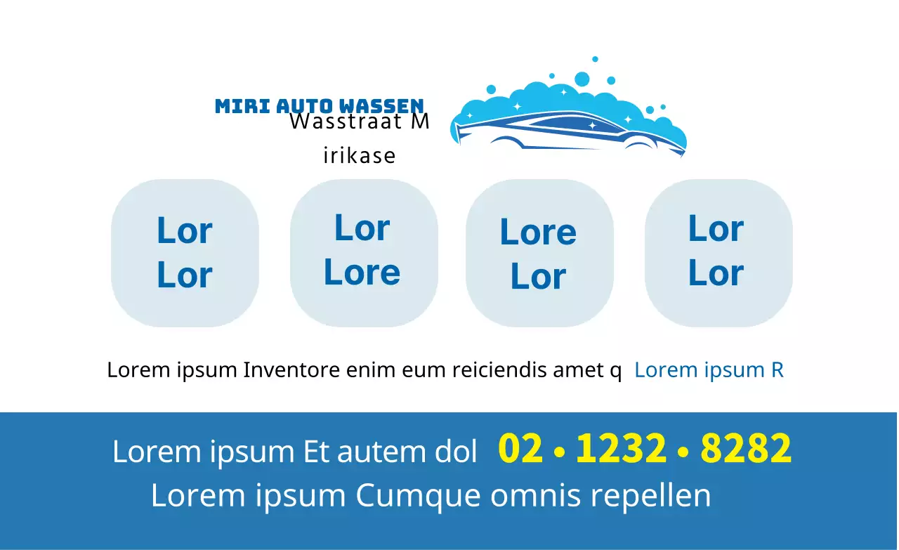 Blauwe illustratie Promotie van een schone wasstraat in een autocentrum