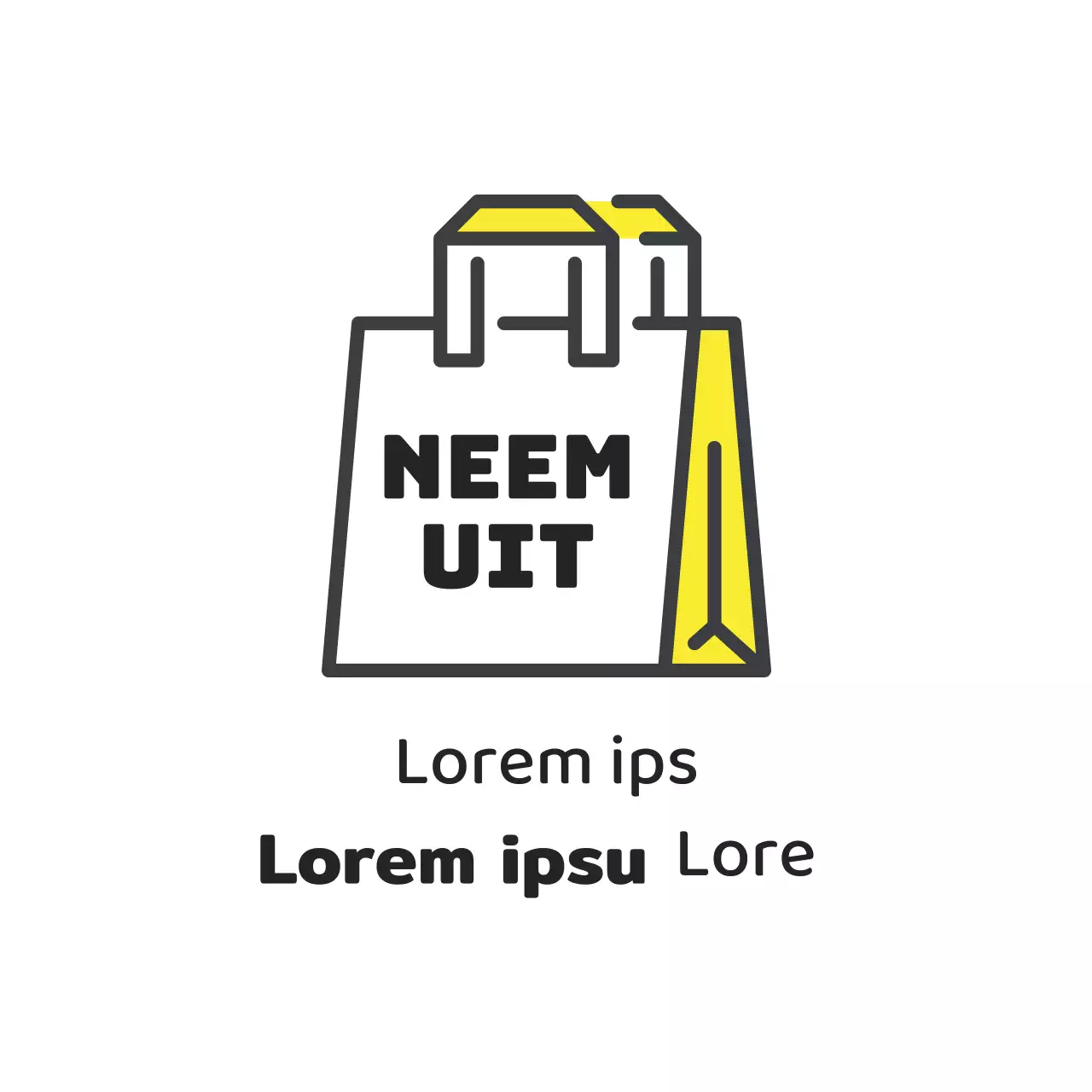 Geel geïllustreerd meeneemetiket