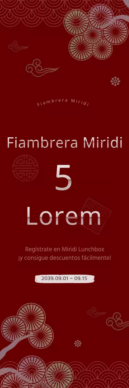 Descuento en las tradicionales cajas bento de concepto coreano en rojo y blanco