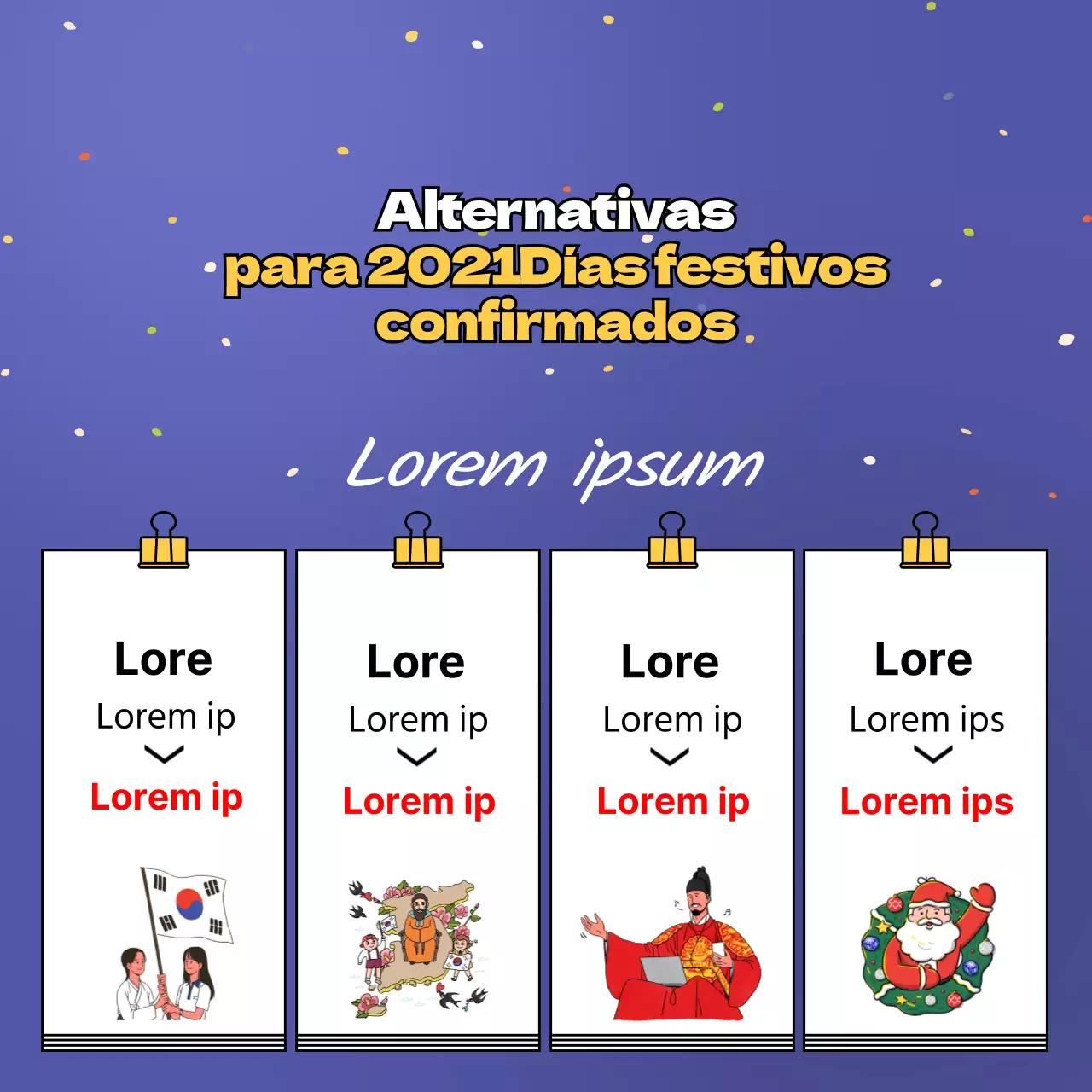 Anuncio alternativo de vacaciones con un toque de bloc de notas ilustrado en morado y amarillo