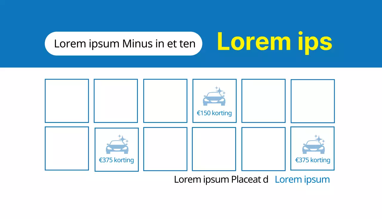 Blauwe illustratie nette huurauto coupon