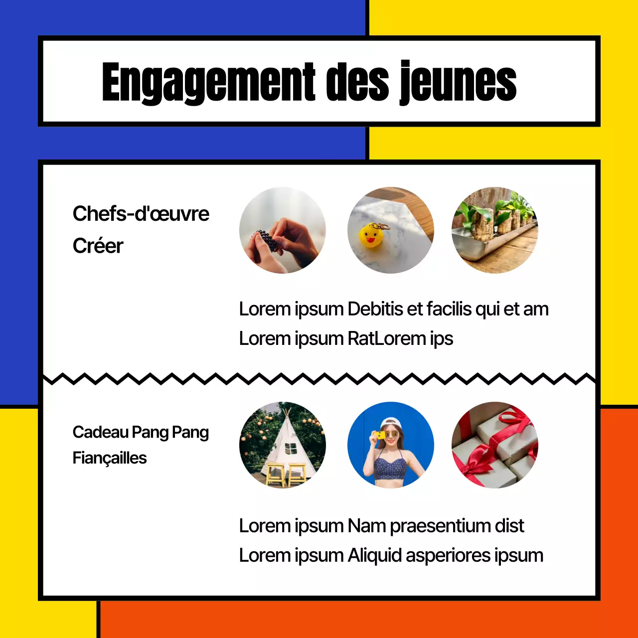 Une annonce de la fête de la jeunesse à carreaux géométriques et colorés