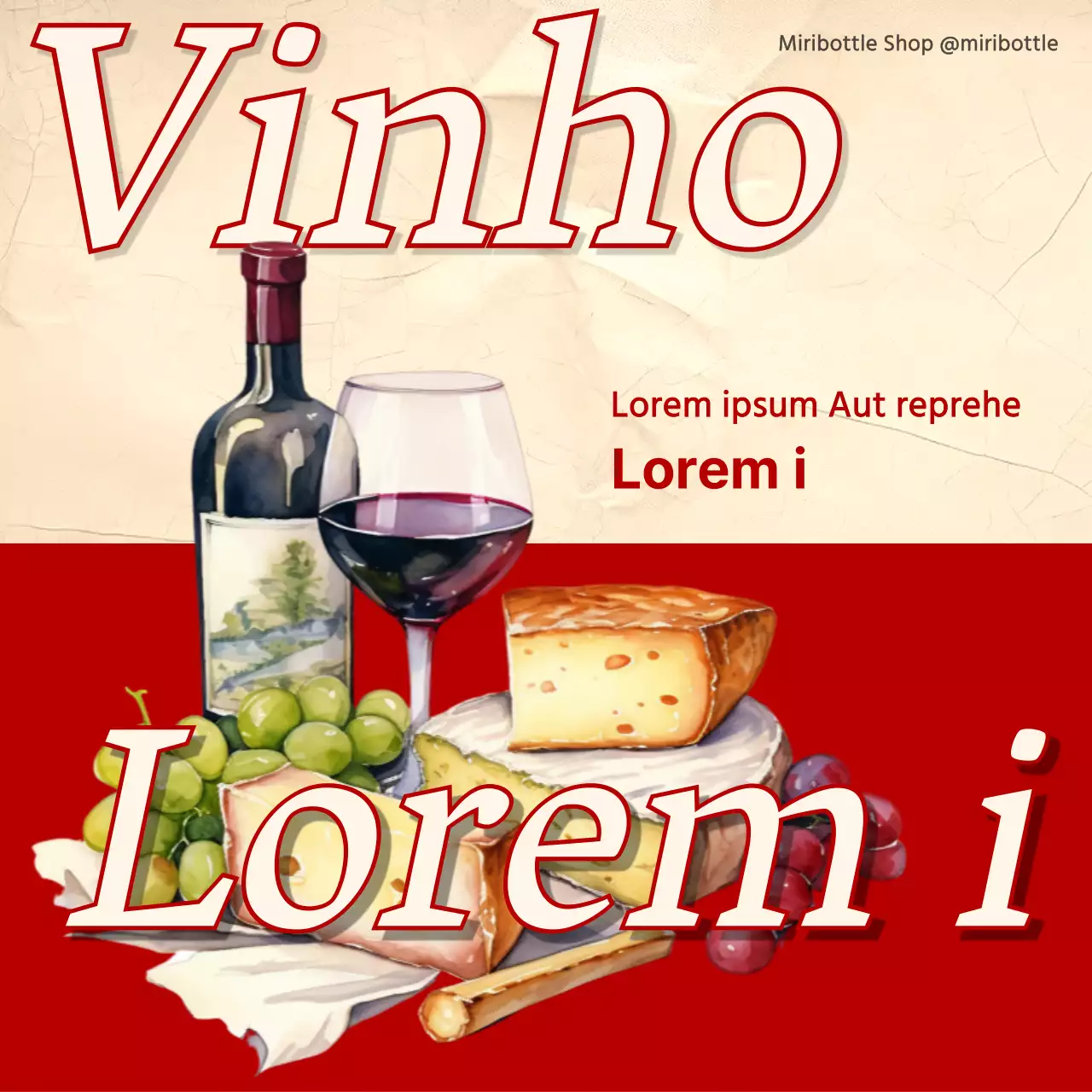 Posto de emparelhamento de vinhos vintage com detalhes em vermelho e caqui