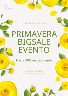 Promocione una venta primaveral con una alegre ilustración floral amarilla