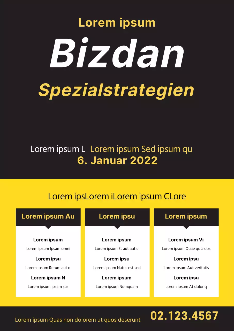 Gelbes und schwarzes Werbematerial für die Sonderklassen der Schule