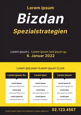 Gelbes und schwarzes Werbematerial für die Sonderklassen der Schule