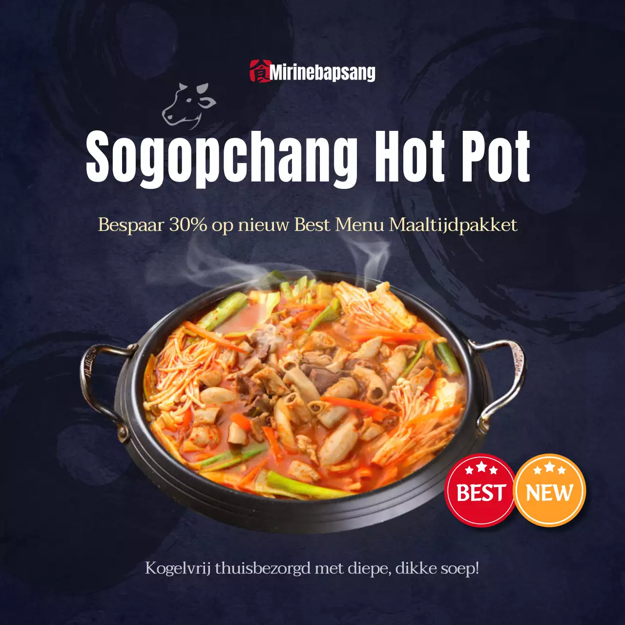 Promotie voor de lancering van een marinekleurige, traditioneel ogende hutspotmaaltijdkit