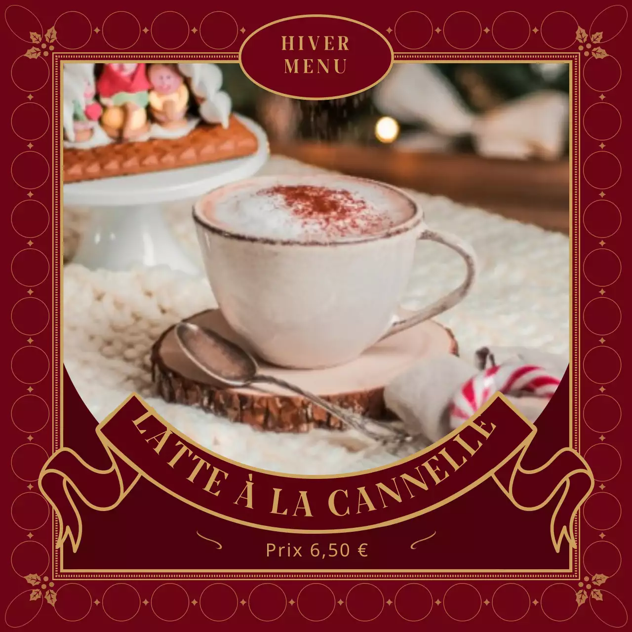 Carte de Noël en rouge et vertBoisson de café en concept