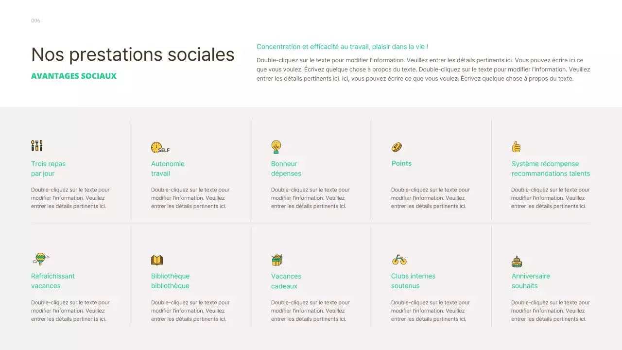 Un guide du nouvel embauché simple et basique avec des accents verts