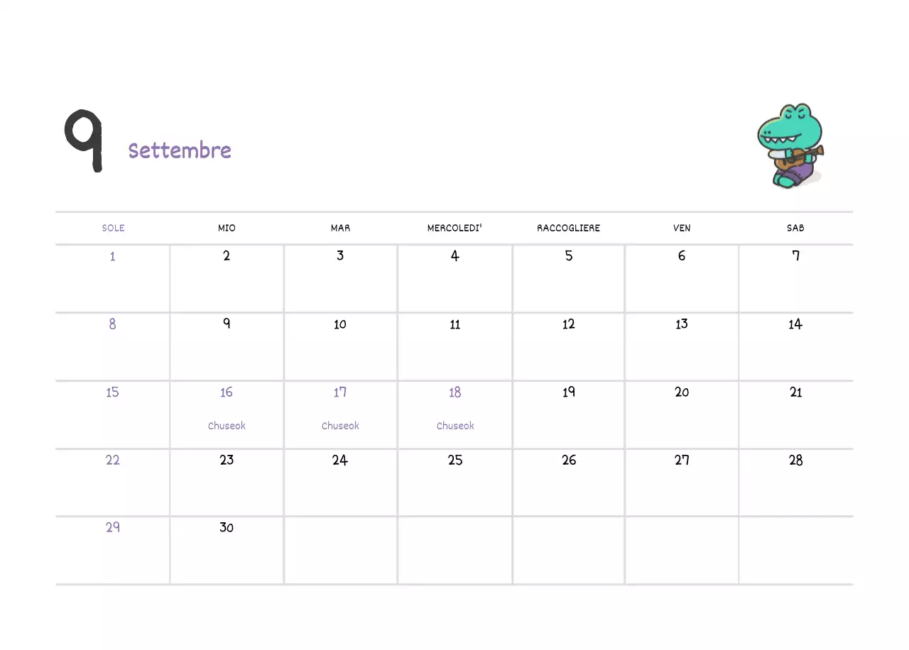 Un calendario con un simpatico concetto di illustrazione di Argo