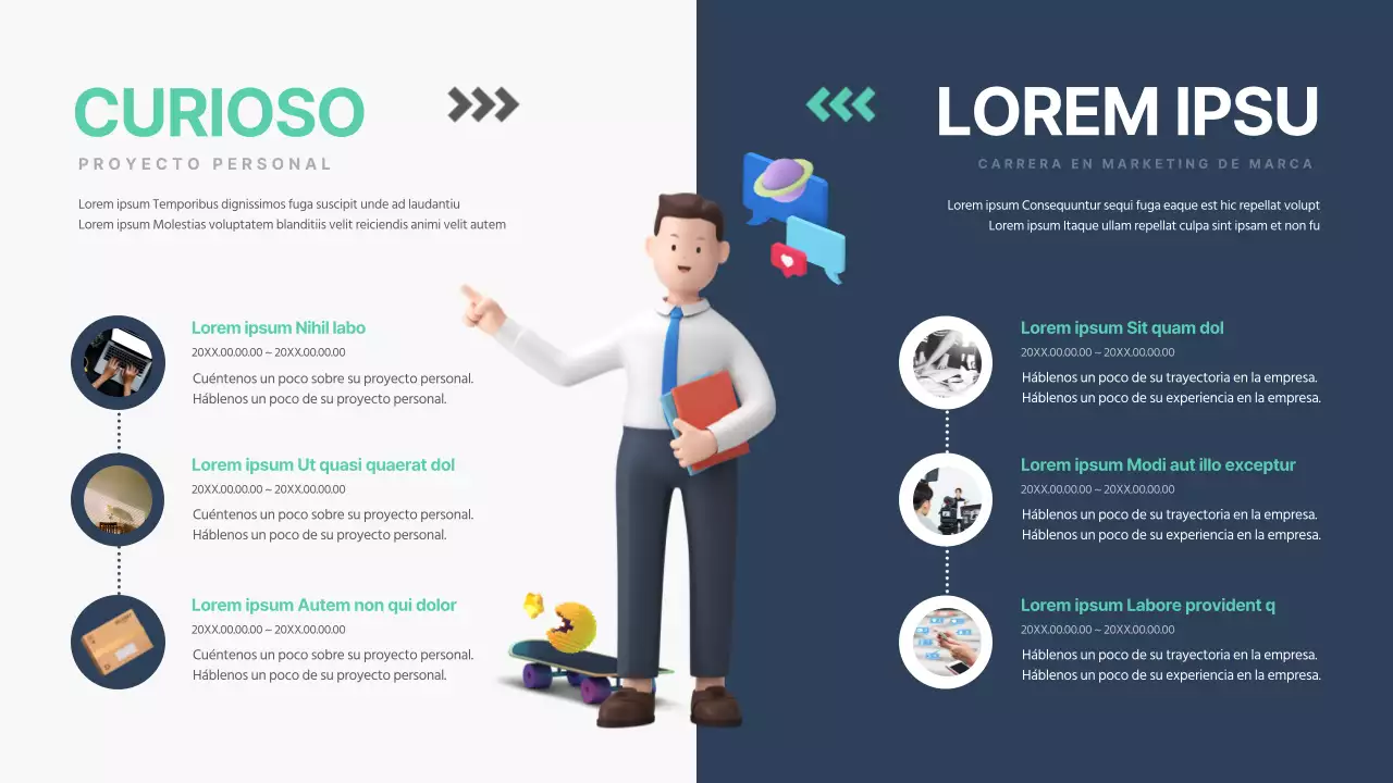 Cartera de vendedor sencilla con imágenes 3D de menta y azul marino