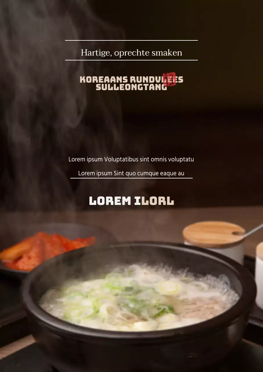 Promoot een sfeervol winters oden nabe-menu met een zwart, luxe concept