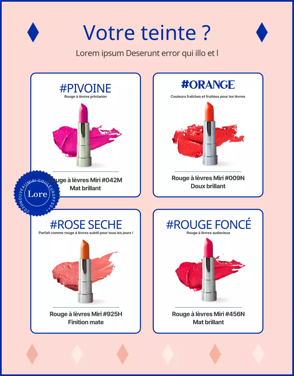 Promouvoir les rouges à lèvres vibrants avec des accents de couleur rose-orange