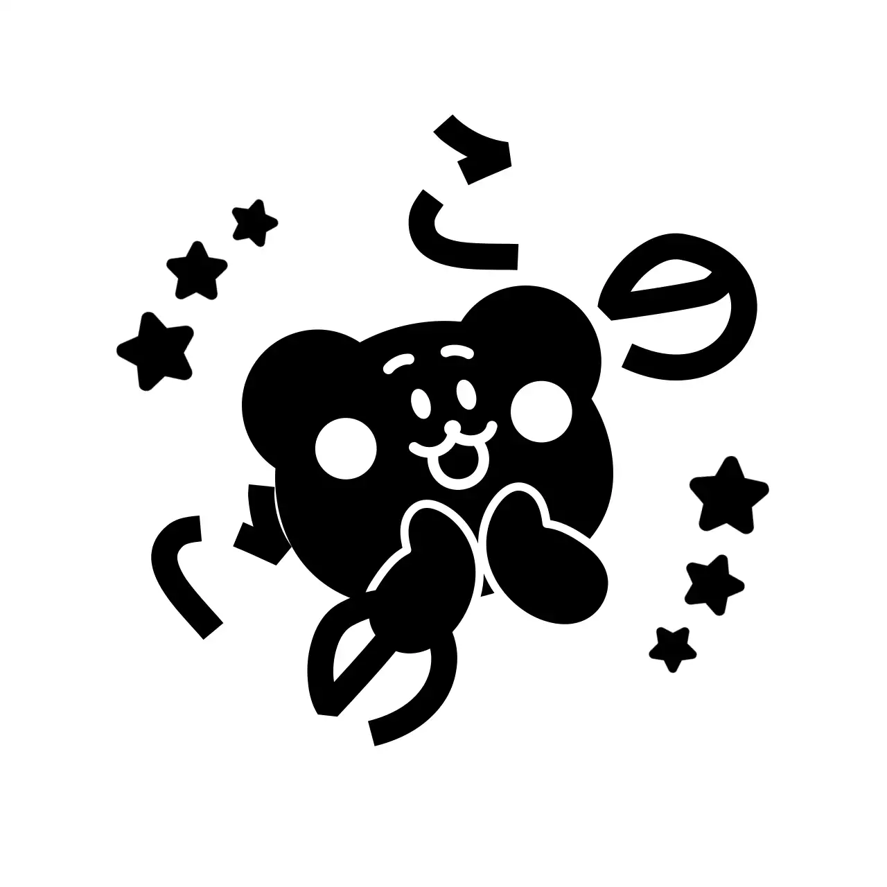 黒のかわいい動物キャラクターが描かれたお褒めスタンプ。
