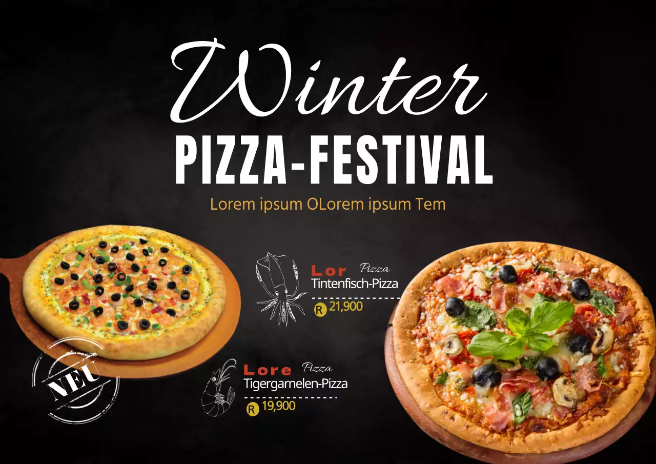 Neues Menü für Meeresfrüchte-Pizza