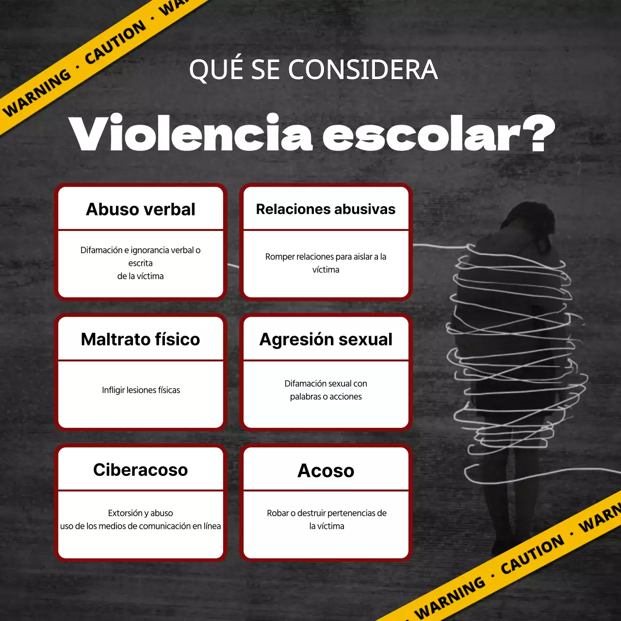 tema negro y amarillo de advertencia de violencia escolar