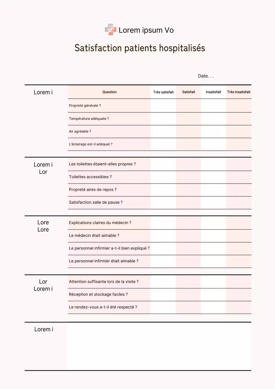 Enquête de satisfaction des femmes hospitalisées en rose