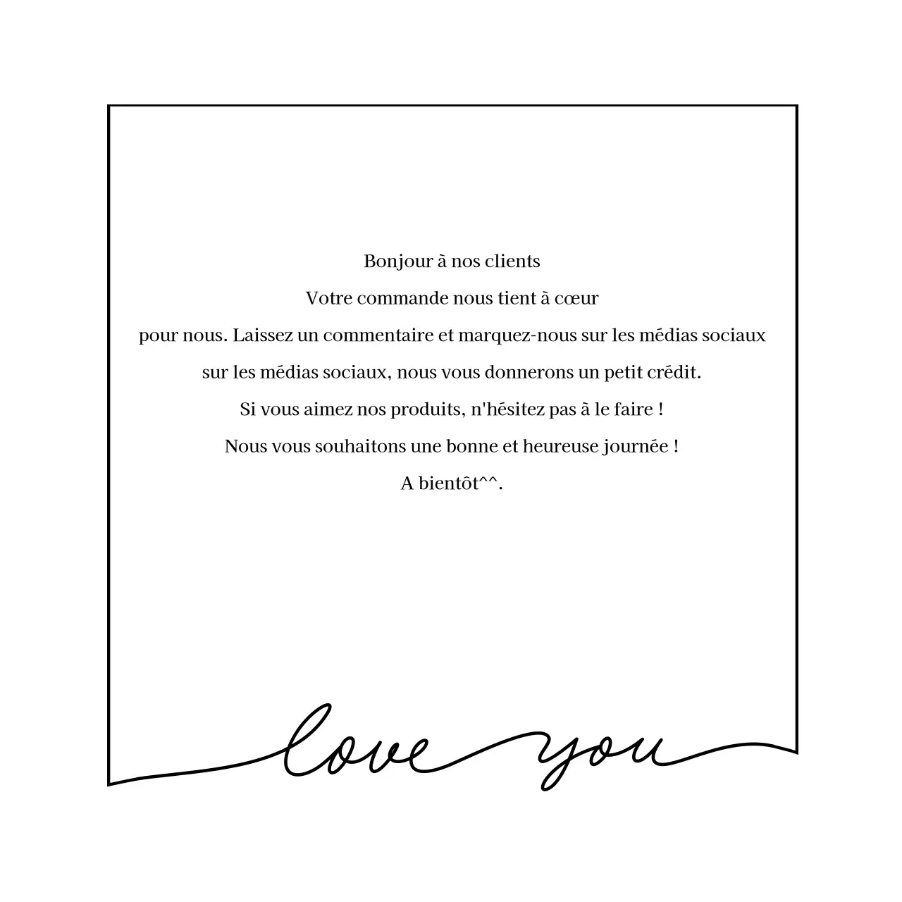 Autocollant de message de remerciement pour l'expédition