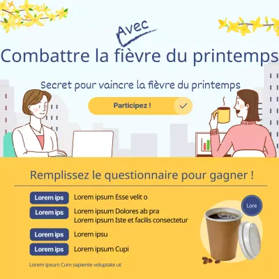 Illustration jaune de l'événement printanier (carrés de médias sociaux)