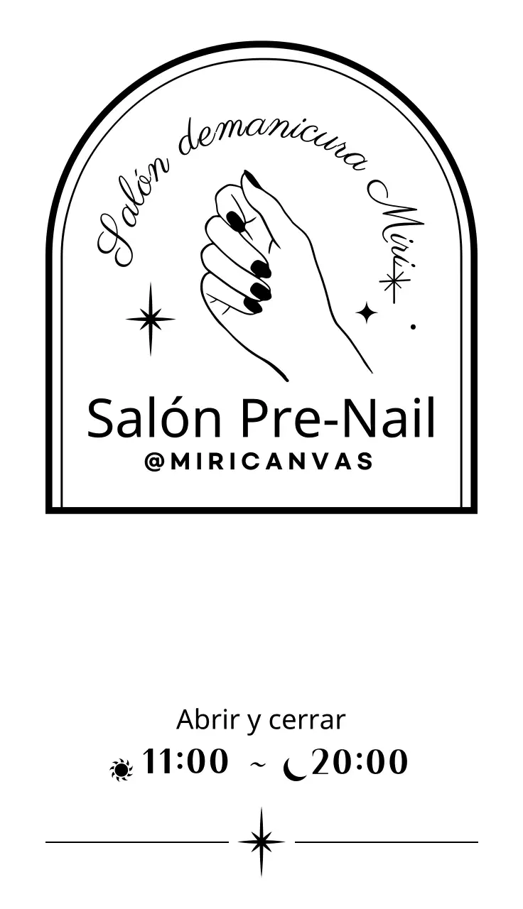 Ilustración de mano limpia salón de uñas en blanco y negro