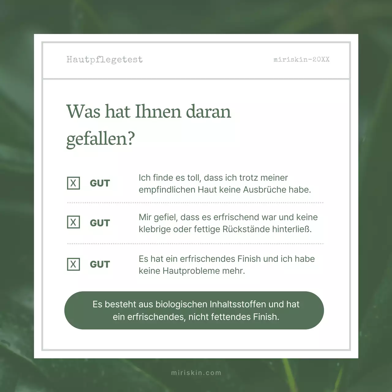 Green's Organic Cosmetics Bewertung