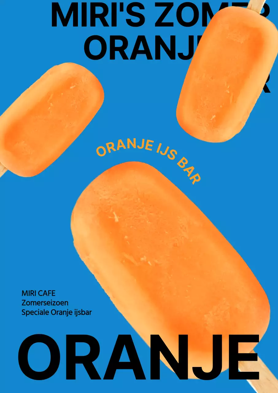 Een trendy ijsmenu met een koele blauwe achtergrond