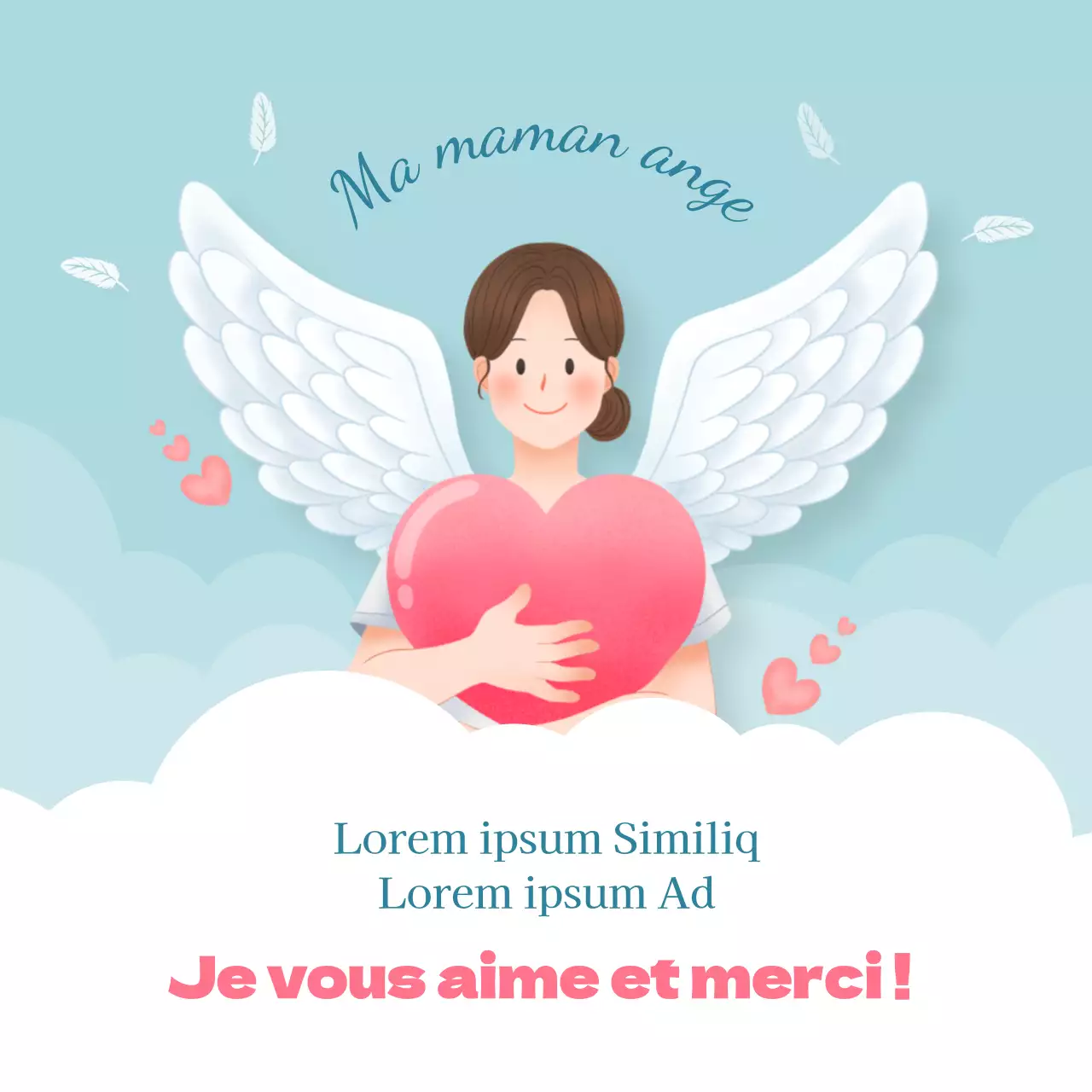Fête des mères Remerciements pour la fête des mères avec un concept d'ange dans les nuages
