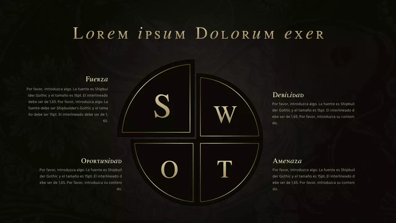 Lujoso gráfico DAFO de concepto vaquero en negro y dorado