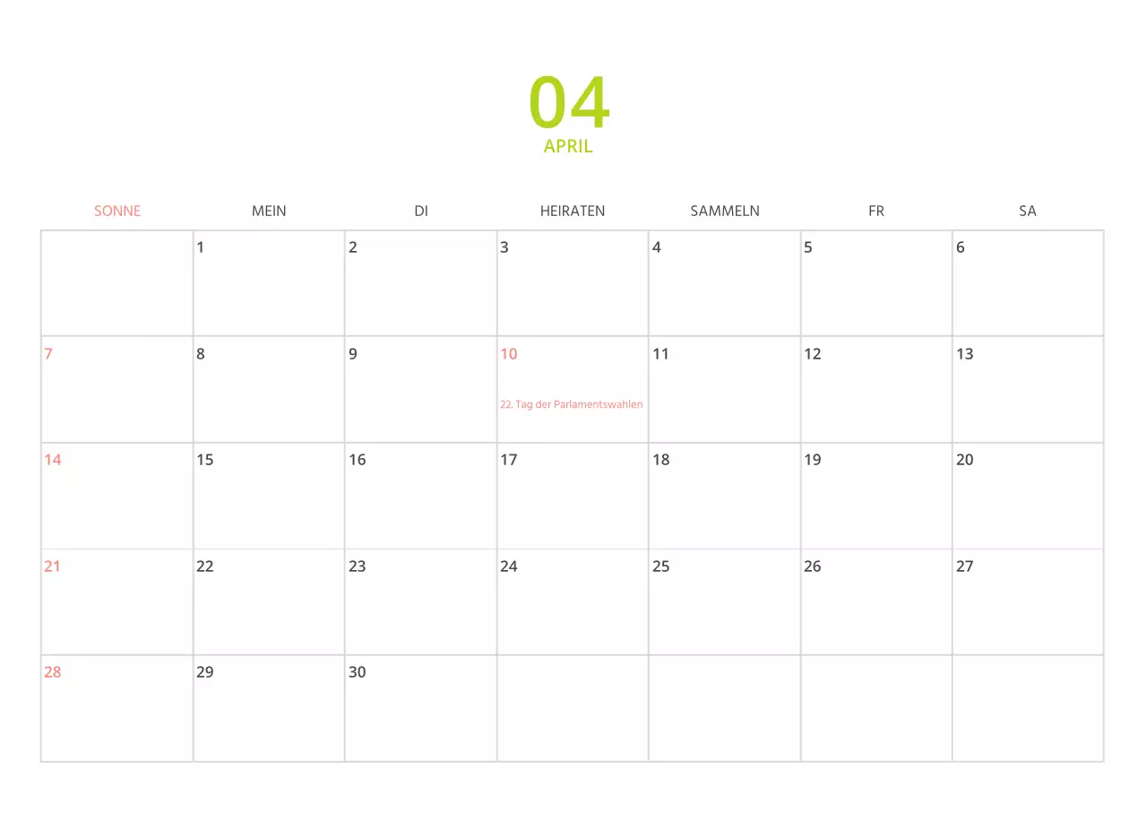 Mehrfarbiger Bildkalender