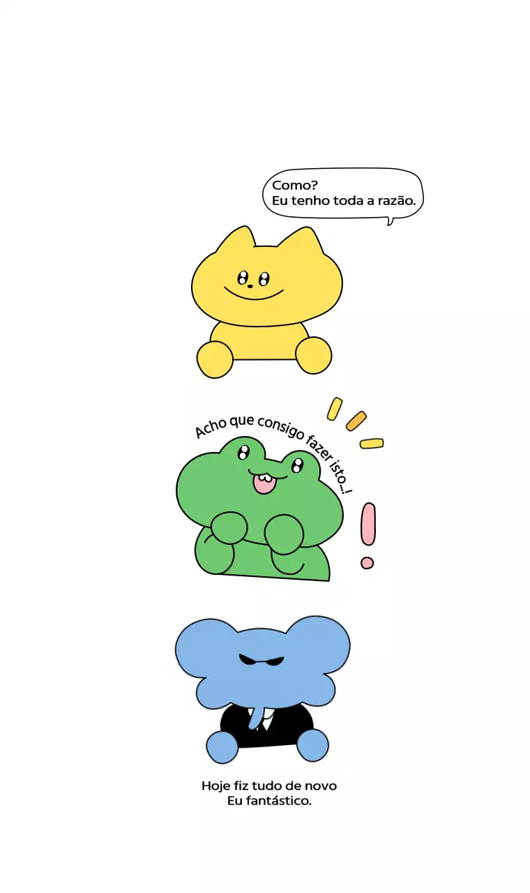 Desenho de balão de fala com personagens animais engraçados em cores coloridas e saturadas