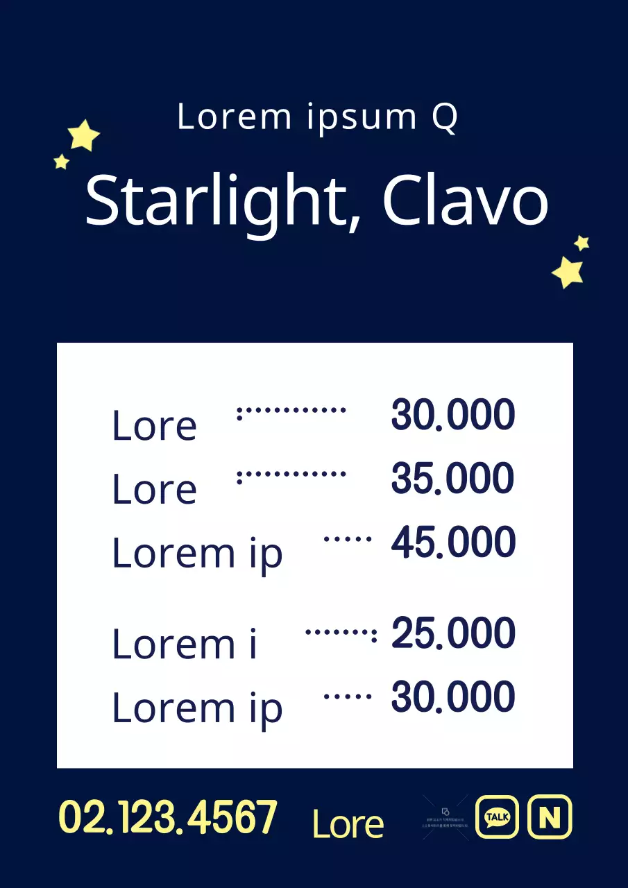 Promociona una sencilla carta de nail art con una ilustración de una estrella azul marino