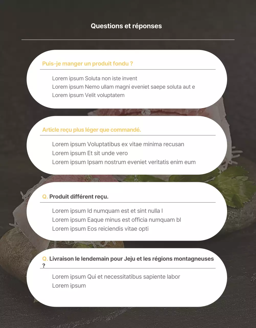 Page de détail pour la vente de thon de qualité supérieure dans des couleurs sombres