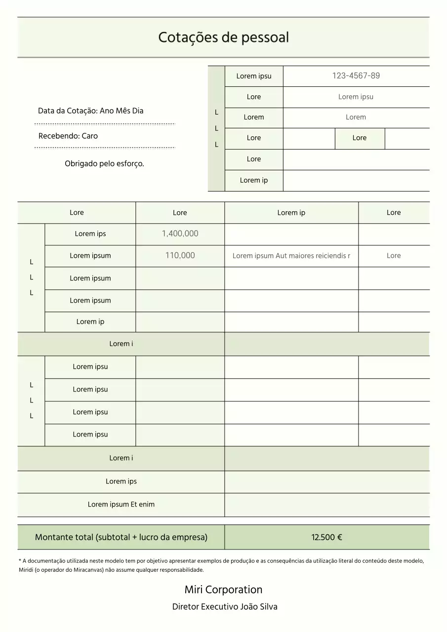 Orçamento de um trabalhador de serviço limpo, verde-limão