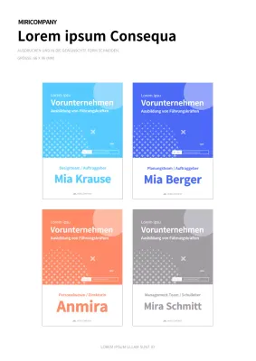 Dokumentationsvorlage für ein Namensschild für die Schulung von Führungskräften in den Farben Blau, Orange und Grau