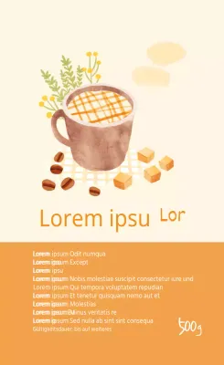 Elfenbein-Orange illustriertes Karamell-Macchiato-Pulver