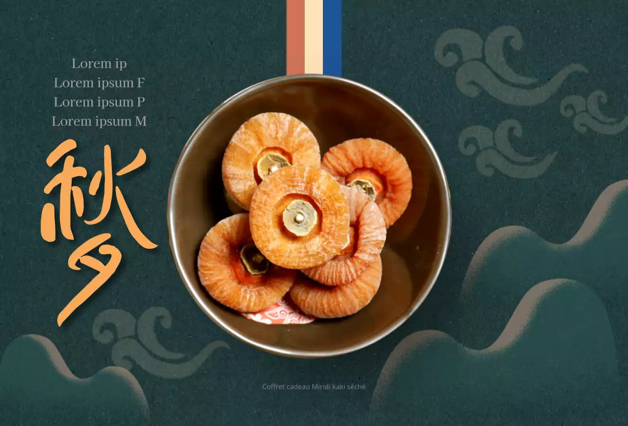 Un guide Chuseok avec des photos de kakis sur fond vert