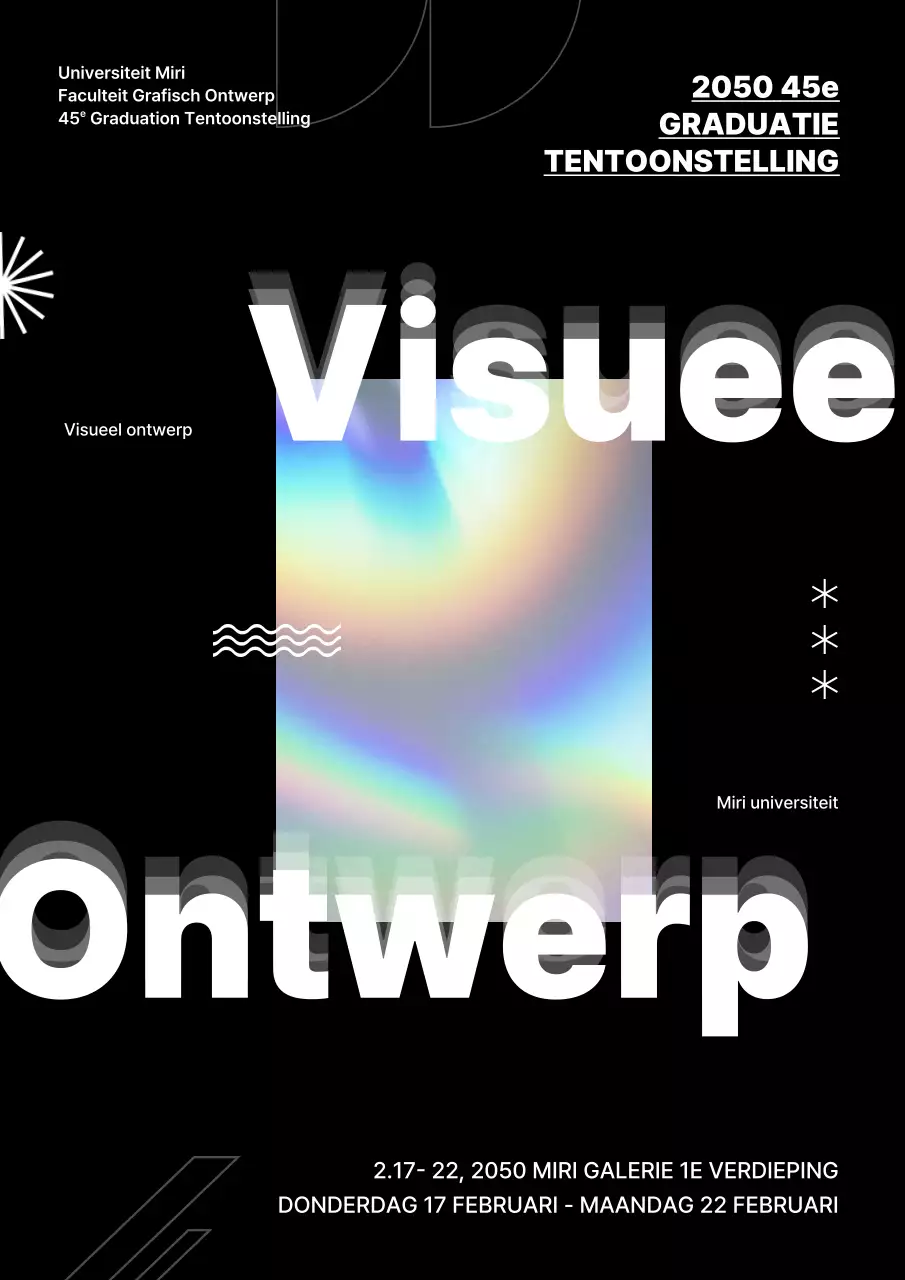 Holografische afbeelding met zwarte achtergrond Afstudeertentoonstelling