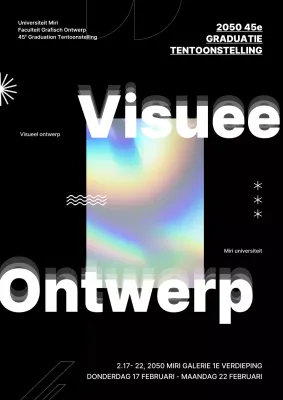 Holografische afbeelding met zwarte achtergrond Afstudeertentoonstelling