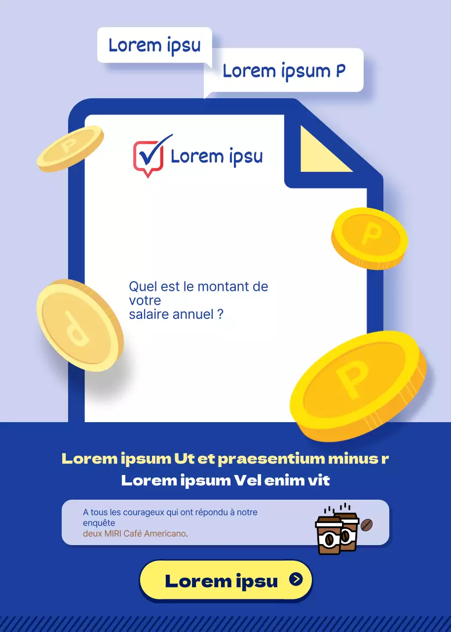 Fenêtre contextuelle bleue et jaune pour l'enquête sur les salaires des employés
